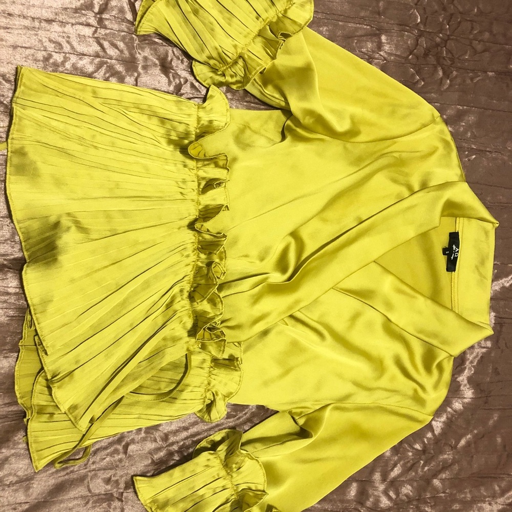 Canary Yellow Satin Blouse